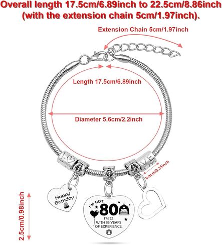 80th Birthday Bracelet Gifts for Women Grandma Mom Stainless Steel Bracelet Birthday Gift Bracelets for 80 Year Old Woman Aunt Wife Grandmother Christmas 80 Year Old Gift for Female Friends Grandma in Saudi Arabia