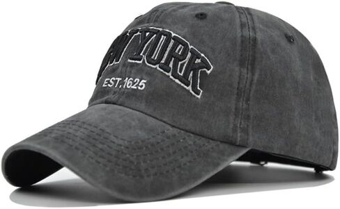 York Embroidery Baseball Caps Baseball Hats Adjustable Vintage Men Women Sunscreen Hats(Black) in Saudi Arabia
