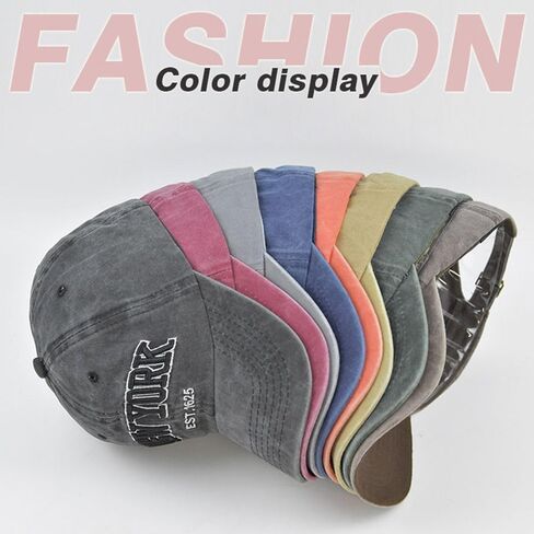 York Embroidery Baseball Caps Baseball Hats Adjustable Vintage Men Women Sunscreen Hats(Black) in Saudi Arabia