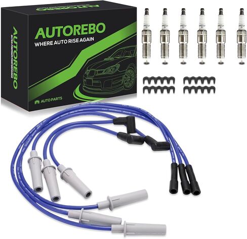 Set of 6 PCS Ignition Spark Plug Wires 5019593AA 53188 RC-CRX070S & 6 Iridium Spark Plugs Set Compatible with Chrysler Dodge Pacifica Town Country Voyager Grand Caravan Routan Volkswagen V6 3.3L 3.8L in Kuwait