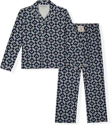 True Religion Boys 2 Piece Pajamas Set with Button Front Top & Pajama Pants for Kids (Sizes 4–14) in Saudi Arabia