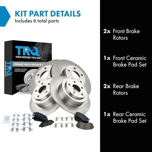 TRQ Front and Rear Brake Pad and Rotor Set Ceramic Compatible with 2000-2007 Volkswagen Beetle 2000-2006 Golf 2000-2004 Jetta in Saudi Arabia