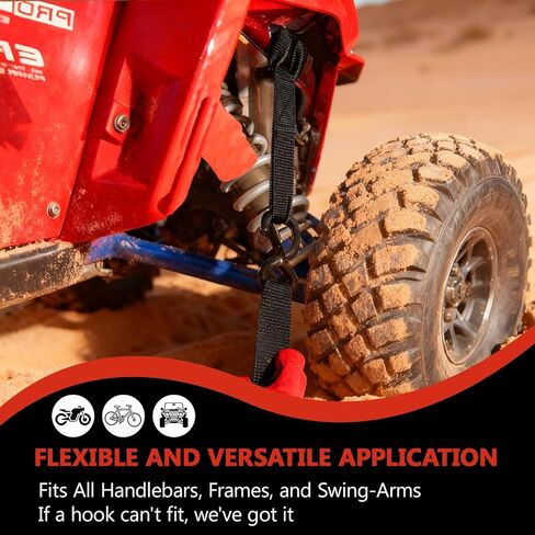 Retractable Ratchet Straps (4 Pack) - 1" x 10 ft Heavy Duty Tie Downs with Auto Retract and 1650 lb Break Strength for Cargo Trailer, Motorcycle, ATV - Includes Soft Loops and Bungee Cords in Saudi Arabia