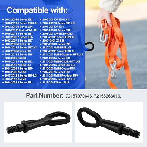 Tow Hook Towing Eye Hinge Hook Compatible with BMW 1 3 5 7 X5 X3 Series E60 E61 E65 E70 E87 E90 E91 Part Numbers 72158266616 72157070643 in Saudi Arabia