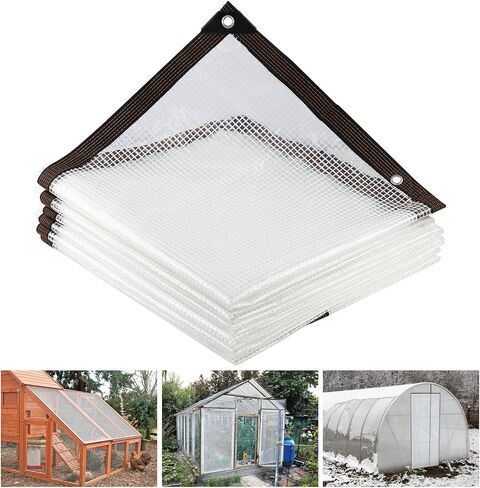 Clear Tarp, 4 X 6 FT Tarp Waterproof, Clear Plastic Tarps Heavy Duty Waterproof with UV Resistance and Grommets, Greenhouse Plastic for Gardening, Farming, Nursery, Garden in Saudi Arabia
