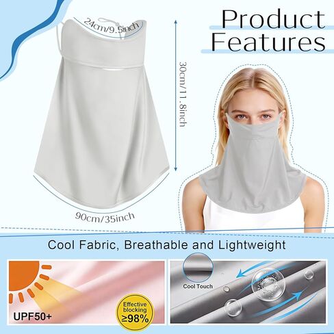 4 Pcs UV Sun Protection Face Mask with Neck Coverage Neck Gaiter Scarf UPF50+ Face Shield Breathable Cooling Design for Summer Outdoor Activities in Kuwait