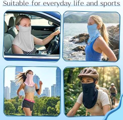 4 Pcs UV Sun Protection Face Mask with Neck Coverage Neck Gaiter Scarf UPF50+ Face Shield Breathable Cooling Design for Summer Outdoor Activities in Kuwait