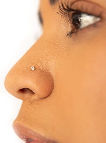 2mm Yellow Color CZ Stone Nose Bone Piercing Stud | Solid Gold 14k Micro Tiny Jewelry for Nostril and Cartilage in Kuwait