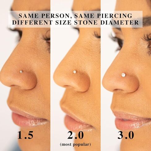 2mm Yellow Color CZ Stone Nose Bone Piercing Stud | Solid Gold 14k Micro Tiny Jewelry for Nostril and Cartilage in Kuwait