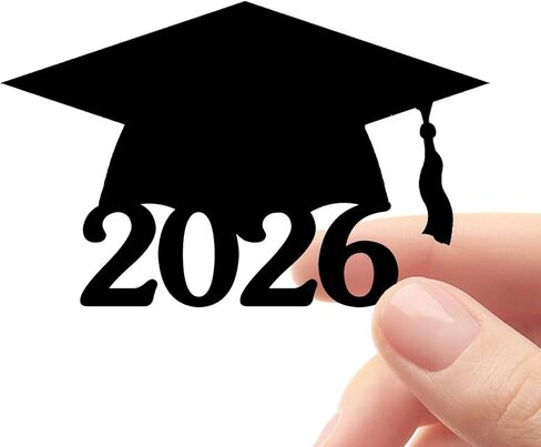 50 Pack Class of 2026 Graduation Hat Stickers – Black Vinyl Grad Cap Labels for Invitations, Envelopes, Tumblers & Party Favors – 2 x 1.26 Inch Class of 2026 Stickers in Saudi Arabia