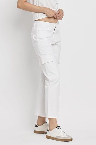 VERVET High Rise Crop Cargo Straight Jeans T6441WH in Kuwait