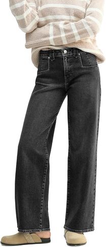 EMMIOL 047 Mid Rise Straight Leg Womens Baggy Jeans, Y2K Boyfriend Wide Leg Cute Trendy Loose Fit Denim Pants Stretch in Kuwait