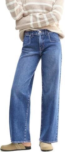 EMMIOL 047 Mid Rise Straight Leg Womens Baggy Jeans, Y2K Boyfriend Wide Leg Cute Trendy Loose Fit Denim Pants Stretch in Kuwait
