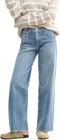 EMMIOL 047 Mid Rise Straight Leg Womens Baggy Jeans, Y2K Boyfriend Wide Leg Cute Trendy Loose Fit Denim Pants Stretch in Kuwait