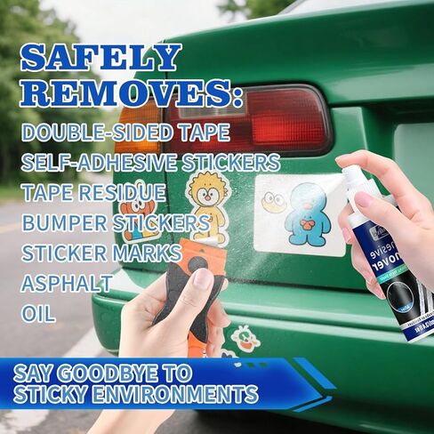 Adhesive Remover Spray - Quickly Removes Stickers, Glue, Tape, Decals, Label & Sticky Residue Safe on Car Windows, Bumpers, Home & Boats Non-Damaging Formula - 3.4oz/100ml in Kuwait
