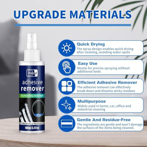 Adhesive Remover Spray - Quickly Removes Stickers, Glue, Tape, Decals, Label & Sticky Residue Safe on Car Windows, Bumpers, Home & Boats Non-Damaging Formula - 3.4oz/100ml in Kuwait