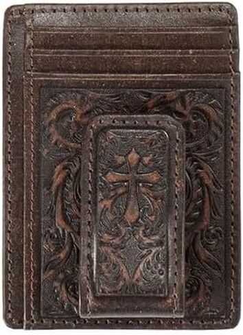 Nocona Western Money Clip Mens Scroll Cross Medium Brown N5417544 in Saudi Arabia