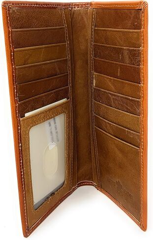 Western Genuine Leather Basketweave Metal Concho Mens Long Bifold Wallet in Multi Emblem (Brown Praying Cowboy) in Saudi Arabia