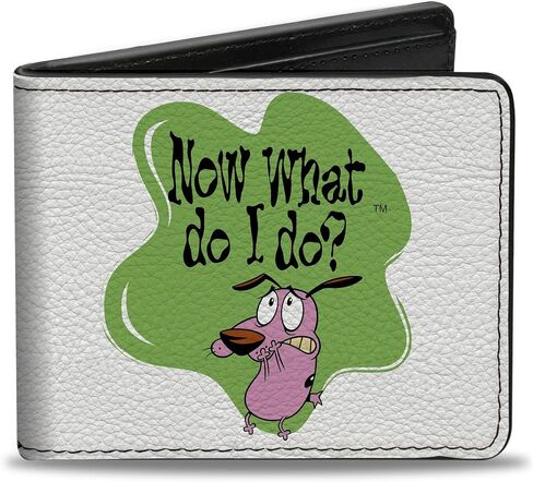 Buckle-Down Courage the Cowardly Dog Wallet, Bifold, Courage the Cowardly Dog Now What Do It Do? Title Pose, Vegan Leather in Saudi Arabia