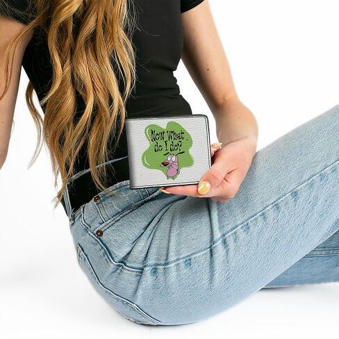 Buckle-Down Courage the Cowardly Dog Wallet, Bifold, Courage the Cowardly Dog Now What Do It Do? Title Pose, Vegan Leather in Saudi Arabia