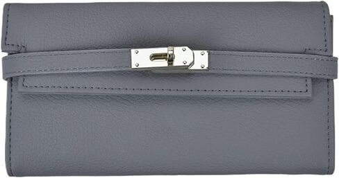 Women Multi Color Leather Turn Lock Leather Bifold Long Wallet Integrated Coin Compartment Clutch Bag(Black) in Saudi Arabia
