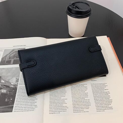 Women Multi Color Leather Turn Lock Leather Bifold Long Wallet Integrated Coin Compartment Clutch Bag(Black) in Saudi Arabia