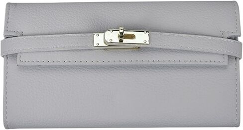 Women Multi Color Leather Turn Lock Leather Bifold Long Wallet Integrated Coin Compartment Clutch Bag(Black) in Saudi Arabia
