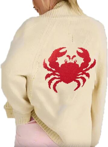 Giraropa Women Crab Cardigan Long Sleeve Shawl Collar Button Down Oversized Chunky Knit Sweater Open Front Coat Fall Clothes in Kuwait