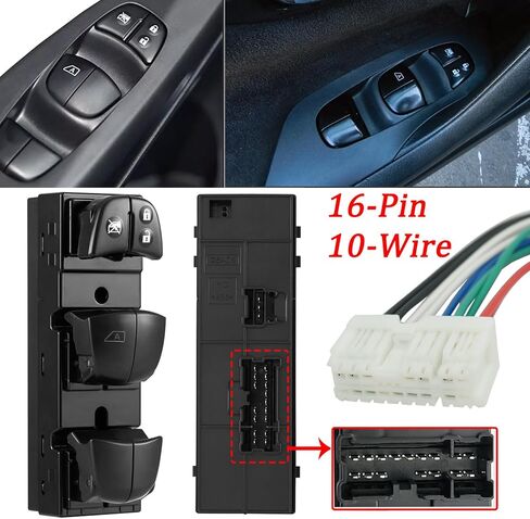 Power Window Master Control Door Lock Switch Assembly Harness Connector Pigtail for Nissan Titan Armada Altima Sentra Rogue Pathfinder Patrol Murano Frontier Infiniti OE# 25401-3TA5A in Saudi Arabia