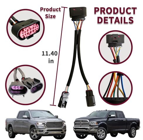 New Upgraded Conversion Harnesses Quad Housing to Projector Headlight Fits for 2009-2018 Dodge Ram,2Pcs in Saudi Arabia