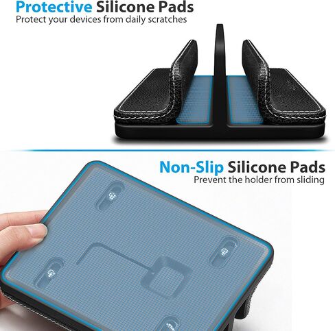 Leather Vertical Laptop Stand,Dual Laptop Holder Stand,Laptop Organizer with Adjustable Dock (18-26mm/0.7-1 in) for All MacBook/Tablet/Surface/Dell/iPad (Black) in Kuwait