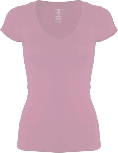 Bozzolo Women's Plain Basic V Neck Short Sleeve Cotton T-Shirts in Kuwait