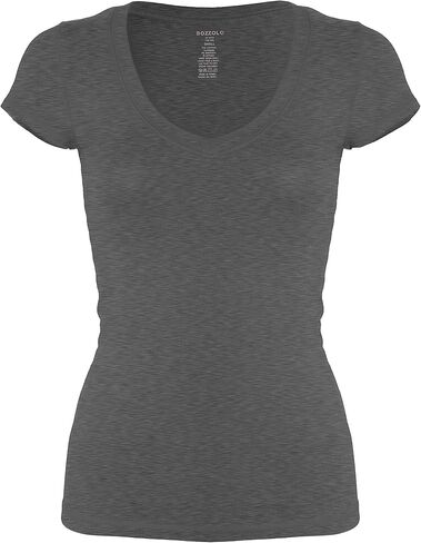 Bozzolo Women's Plain Basic V Neck Short Sleeve Cotton T-Shirts in Saudi Arabia