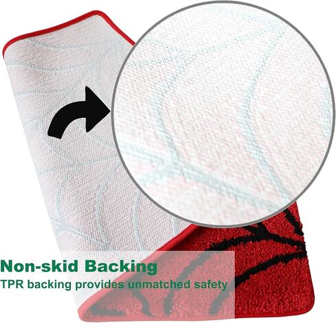 سجادة حمام على شكل شبكة عنكبوت حمراء لطيفة، سجاد حمام أحمر، ملحقات الحمام، سجادة حمام أرضية مضحكة غير قابلة للانزلاق، سجادة حمام قابلة للغسل في الغسالة، سجادة ناعمة من الألياف الدقيقة لحوض الاستحمام والدش (23.6 * 15.7 بوصة) in Kuwait