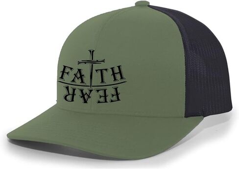 Christian Faith Over Fear Nail Cross Jesus Mens Mesh Back Trucker Hat Baseball Cap in Saudi Arabia