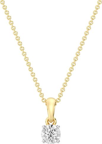 GILDED 0.25 Cttw Round Lab-Grown Diamond Solitaire Pendant Necklace, F Color SI Clarity, 14KT Gold Plated Silver Sterling Silver, 18" Cable Chain with Spring Ring Clasp in Kuwait