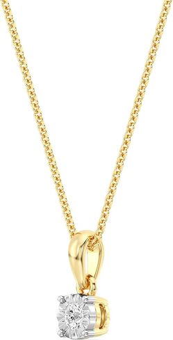 GILDED 0.25 Cttw Round Lab-Grown Diamond Solitaire Pendant Necklace, F Color SI Clarity, 14KT Gold Plated Silver Sterling Silver, 18" Cable Chain with Spring Ring Clasp in Kuwait