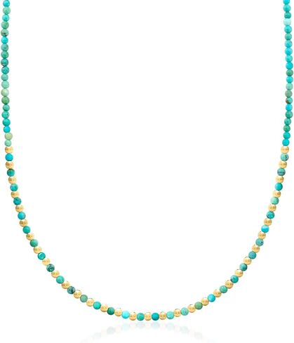 Ross-Simons 3-3.5mm Turquoise and 10kt Yellow Gold Bead Necklace in Saudi Arabia
