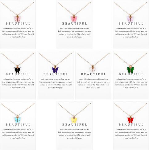 10 Pieces Colorful Butterfly Pendant Necklace Set For Women, Colorful Butterfly Jewelry Butterflys Necklace, Butterflys Chain Necklaces Pack Friendship Party Jewelry Gift in Saudi Arabia