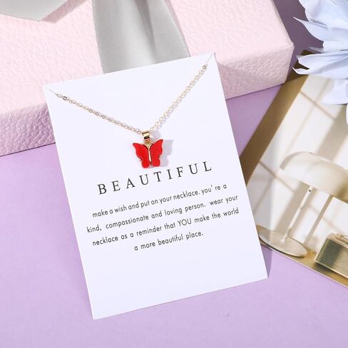 10 Pieces Colorful Butterfly Pendant Necklace Set For Women, Colorful Butterfly Jewelry Butterflys Necklace, Butterflys Chain Necklaces Pack Friendship Party Jewelry Gift in Saudi Arabia