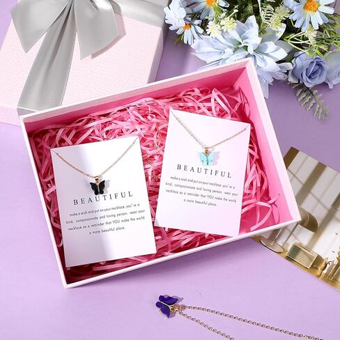 10 Pieces Colorful Butterfly Pendant Necklace Set For Women, Colorful Butterfly Jewelry Butterflys Necklace, Butterflys Chain Necklaces Pack Friendship Party Jewelry Gift in Saudi Arabia