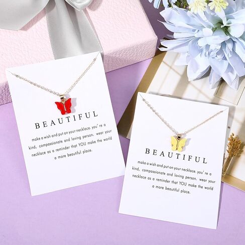 10 Pieces Colorful Butterfly Pendant Necklace Set For Women, Colorful Butterfly Jewelry Butterflys Necklace, Butterflys Chain Necklaces Pack Friendship Party Jewelry Gift in Saudi Arabia