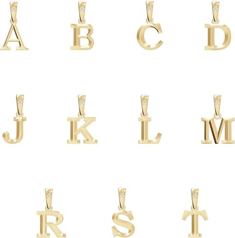 10K Solid White or Yellow Gold Letter Charm Pendant Charm | Diamond Accent | Beveled Initial with Dangle Bail| Personalized Jewelry in Saudi Arabia