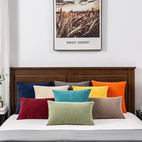 GAWAMAY Decorative Square Throw Pillow Covers 18"x18" Inch Set of 2, Super Soft Chenille Pillows Cover Fall Pillowcase for Living Room Bedroom Sofa Couch Cushion Cover Navy Blue 45x45cm (Only Covers) in Kuwait