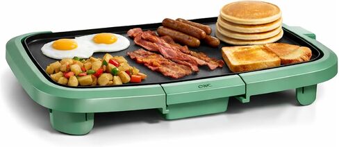 COOK WITH COLOR Electric Griddle 1200W, Nonstick Surface for Pancakes, Burgers, Eggs & More, Removable Temperature Control, Slide-Out Drip Tray, 10" x 16" Cooking Area, Black in Kuwait