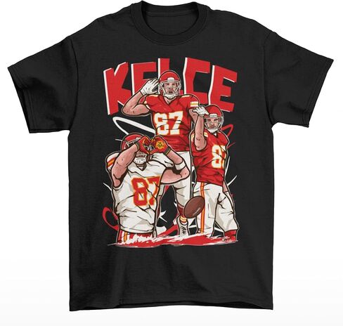 تي شيرت كرة القدم بنمط الرسوم المتحركة من RatTrapTees Travis Kelce in Kuwait