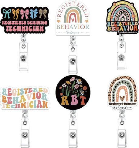 6 Packs RBT Badge Reels, ABA Therapist Gifts for BCBA Appreciation Week, ABA Retractable ID Badge Holder with Clip for Behavior Analysts & Special Education Teachers in Saudi Arabia