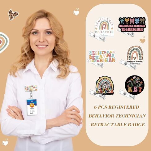 6 Packs RBT Badge Reels, ABA Therapist Gifts for BCBA Appreciation Week, ABA Retractable ID Badge Holder with Clip for Behavior Analysts & Special Education Teachers in Saudi Arabia