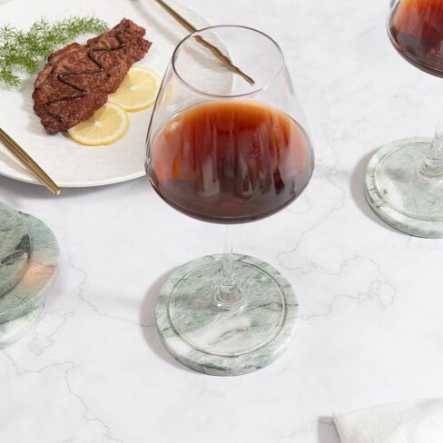 قواعد أكواب من الرخام الأخضر، قواعد أكواب من الحجر الطبيعي - مجموعة من 4 قطع، ديكور منزلي أنيق in Kuwait