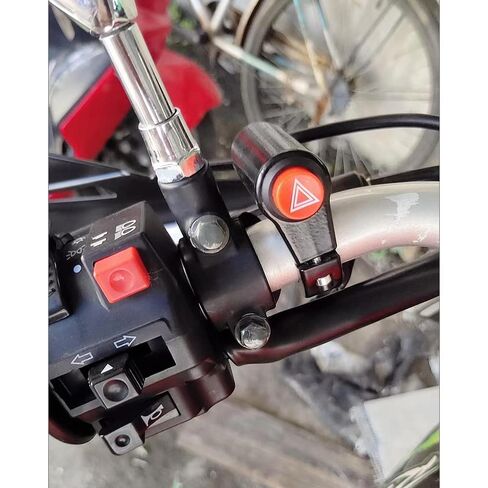 7/8" Motorcycle Handle Bar Mount Hazard Flash Button Switch Warning Light ON-Off Handlebar Switches Red Button Aluinum Alloy DC12V in Saudi Arabia